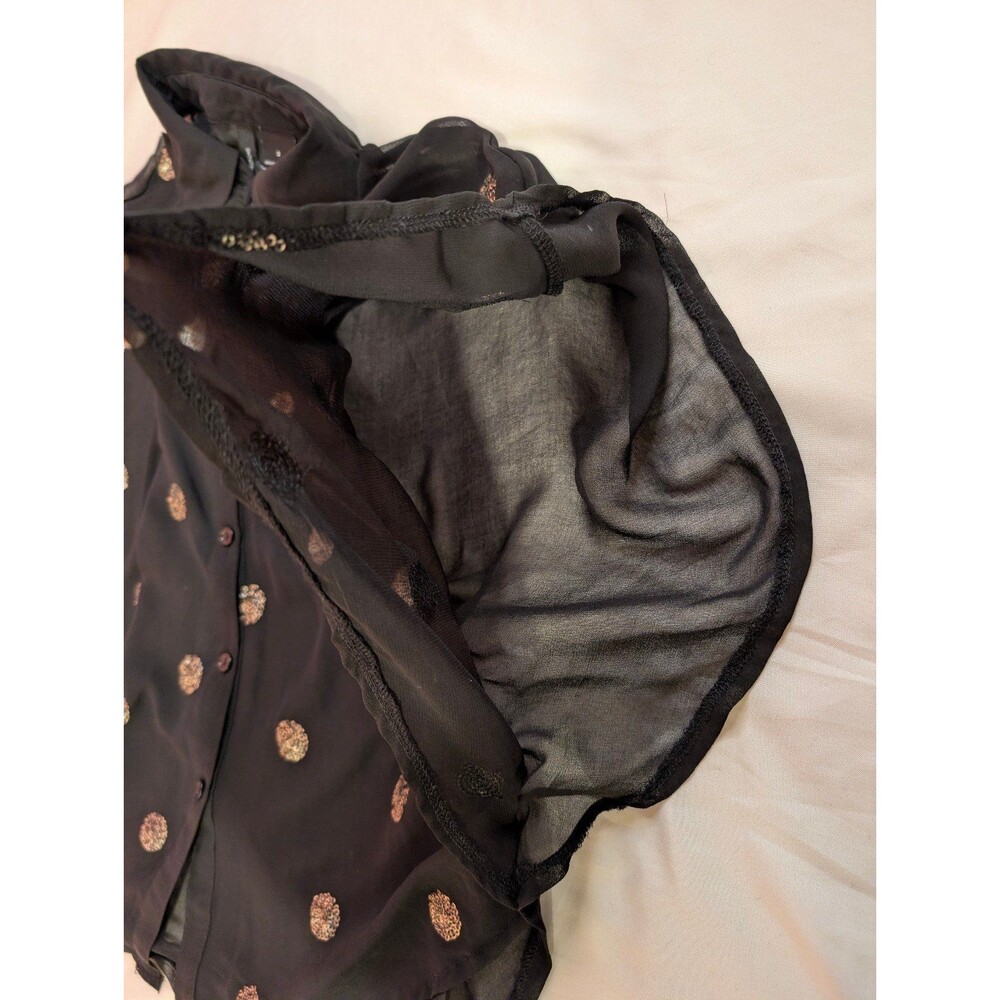 Women's New Directions Sheer Polka Dot Blouse Black Small - Picture 5 of 6
